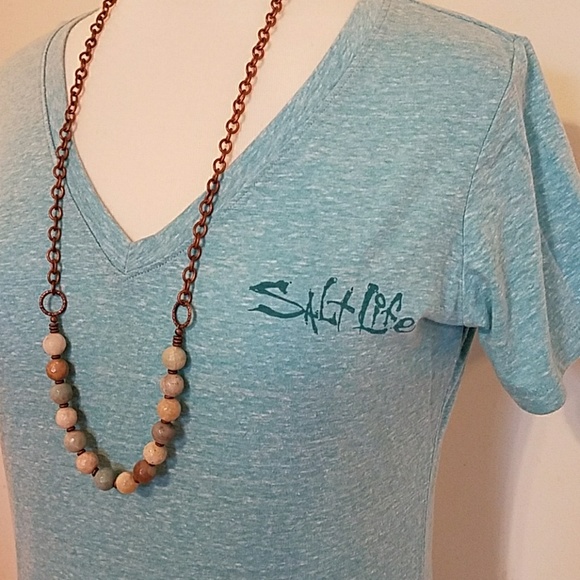 Salt Life V-Neck Tee 💙 Heather Baby Blue - Picture 2 of 5